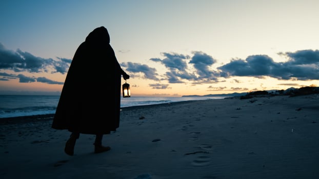 Pilgrim Searching For Truth At The Sea photo