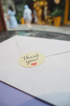 An Elegant Thank You Card featuring a delightful Heart Sticker in CloseUp photo