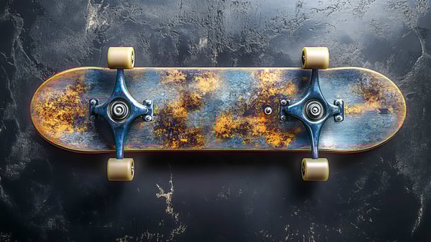 Close-up view of the skateboard from above photo
