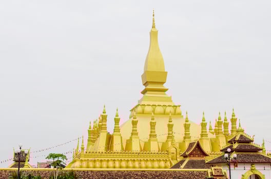 The Pha That Luang or Great Stupa an Attractive Landmark of Vientiane City of Laos photo