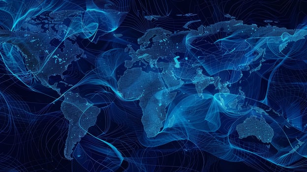 The world map is shown in blue photo
