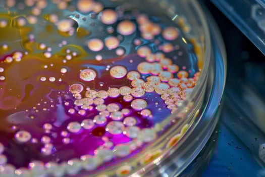 A close up of a colorful liquid in a glass photo