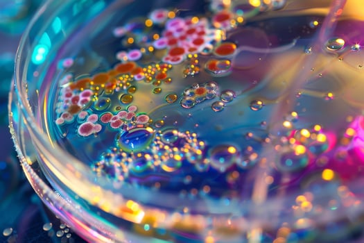 A close up of bubbles in a petri dish photo