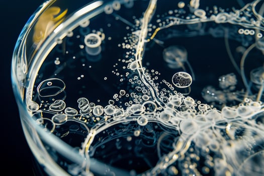A close up of bubbles in a glass of water photo