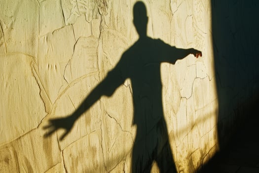 Shadow of a man on a wall photo