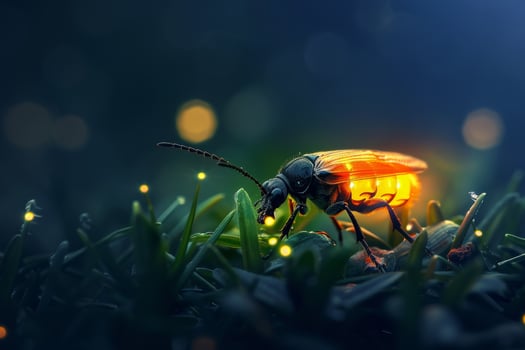 A bug with glowing lights on it's back photo