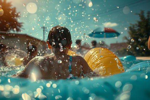 A person in a pool with water splashing around them photo