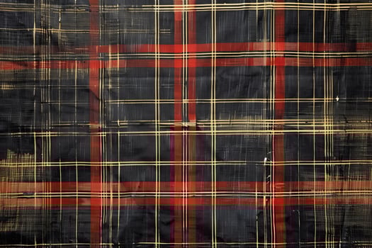 A black and red plaid fabric with a red and black checkered pattern photo