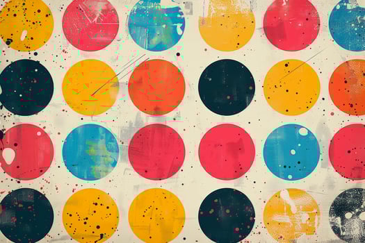A colorful polka dot pattern on a white background photo