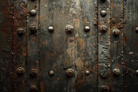 An old metal door with rivets and rivets photo