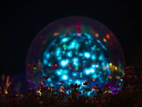 Light and sound show in a large crystal ball at the ASEAN Flower Festival in Chiang Rai Province photo