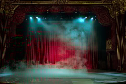 A stage with smoke coming out of it photo