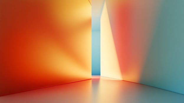 A room with a blue wall and an orange wall photo