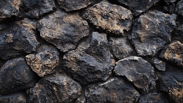 A wall made of rocks with a brownish color photo