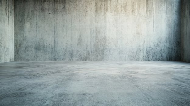 Large empty room with a concrete wall. The room is bare and empty, with no furniture or decorations. The walls are covered in a rough, textured concrete surface, giving the room a raw photo