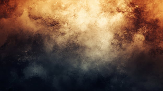 Blurry, abstract painting of a cloudy sky with a splash of orange. The painting has a moody, mysterious feel to it photo
