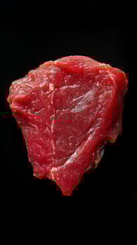 Fresh red meat cut against a black background showcases its rich color and texture photo