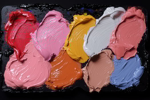Vibrant oil paint palette with thick brushstrokes photo