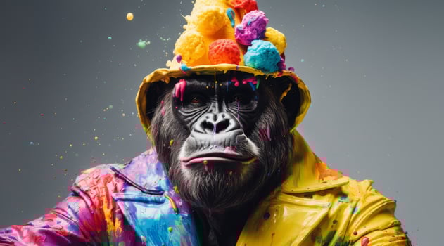 colorful gorilla in vibrant outfit photo