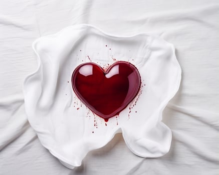 Bleeding heart symbol on white fabric photo