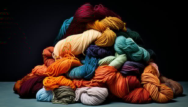 Colorful yarn skeins in a pile photo