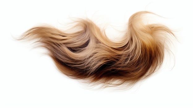 Flowing blonde hair on white background photo