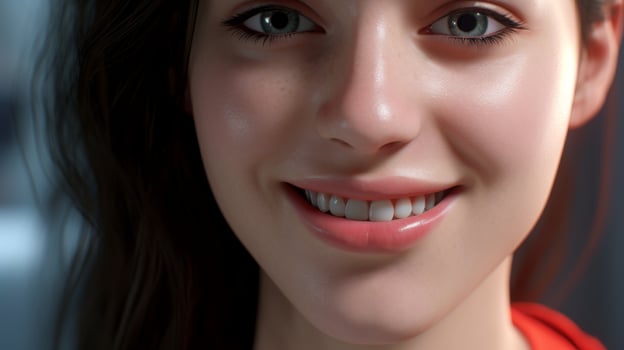 Smiling woman with dark hair photo