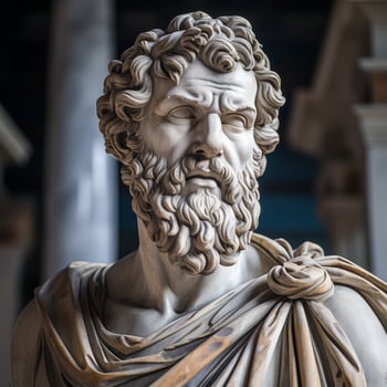 Detailed sculpture of an ancient greek philosopher photo