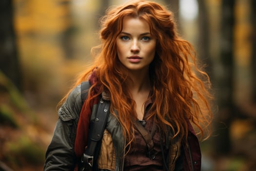 Captivating redhead with windswept hair photo