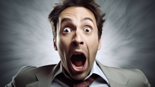 Shocked businessman with wide open mouth photo