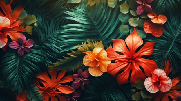 Vibrant tropical floral background photo