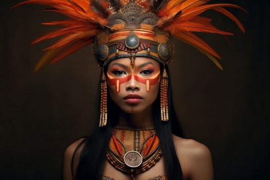 Dramatic portrait of indigenous tribal woman photo