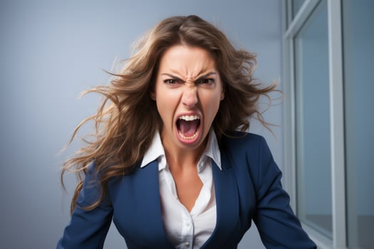 Angry businesswoman shouting in office photo