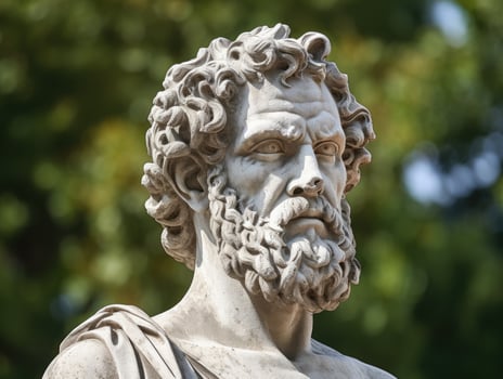 Ornate stone statue of a bearded man photo