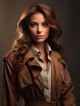 Elegant woman in a trench coat photo