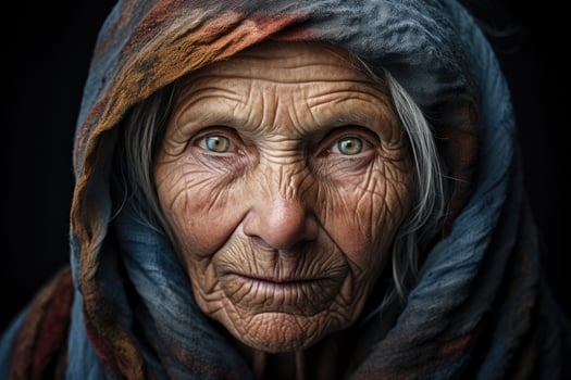 Weathered face of an elderly person photo