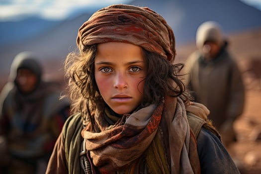 Thoughtful young person in traditional clothing photo
