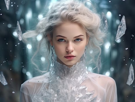winter fantasy woman with icy makeup and hair photo