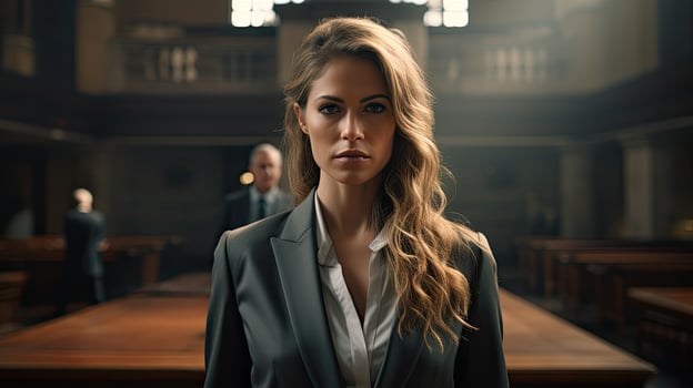 Confident businesswoman in a courtroom photo