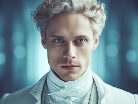 Elegant man with curly hair in formal attire photo