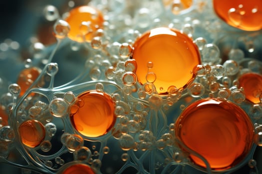 Vibrant orange liquid bubbles photo