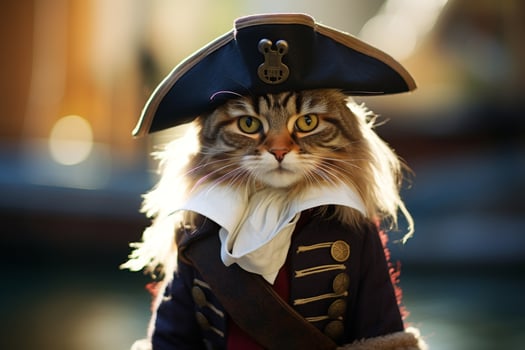 Adorable cat dressed as a pirate photo