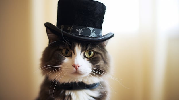 Elegant cat in top hat photo