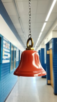Hanging school bell in hallway photo
