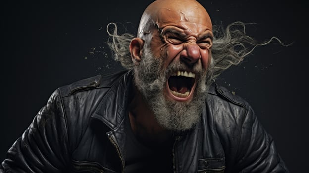 Intense Bearded Man Screaming photo
