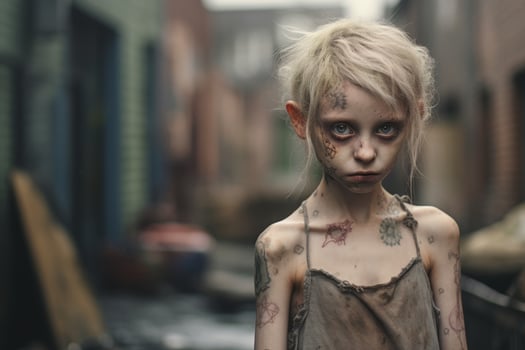 creepy girl with tattoos and dark makeup photo