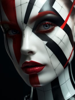 dramatic portrait of a woman with bold makeup and accessories photo