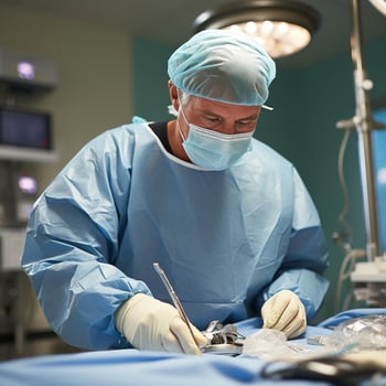 surgeon performing medical procedure in operating room photo