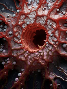 Close up of a vibrant red and gray organic structure photo