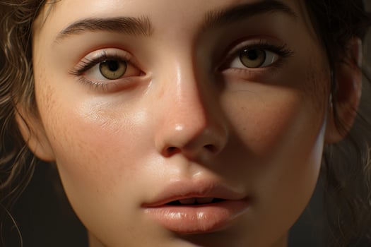 Closeup portrait of a young woman with intense gaze photo